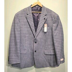 New Oak Hill Blue Plaid 2 Button Sport Coat Sz 2X/50-52